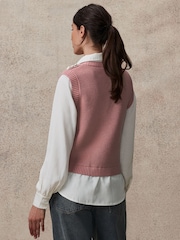 Blush Pink Gem Button Shirt Layer Jumper - Image 4 of 8