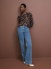 Purple Leopard Animal Crew Neck Long Sleeve Pattern Knitted Jumper - Image 2 of 7