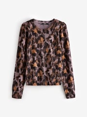 Purple Leopard Animal Crew Neck Long Sleeve Pattern Knitted Jumper - Image 6 of 7