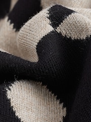 Schwarz und Neutral gepunktet - Langarm-Strickpullover mit Rundhalsausschnitt und Muster - Image 6 of 6