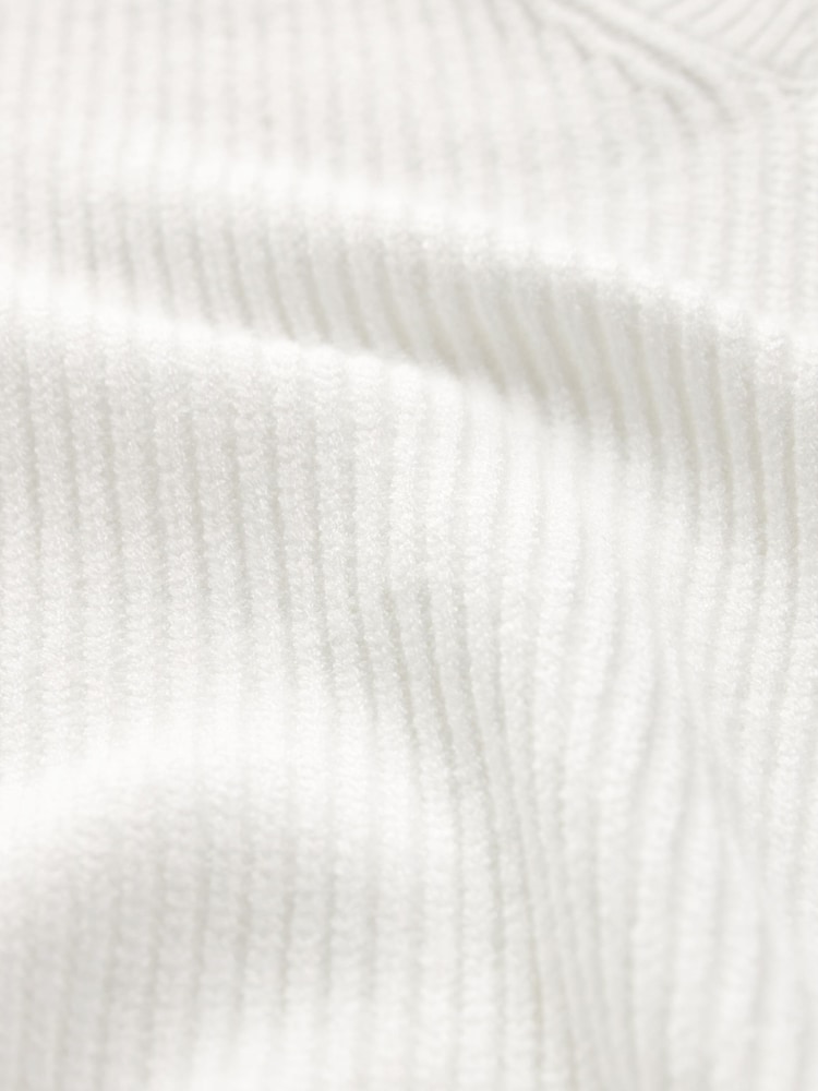 Ecru Relaxed Fit Ribbed V-Neck Knitted Jumper - Image 6 of 6