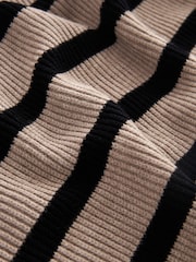 Neutral Relaxed Fit Ribbed V-Neck Knitted Jumper - Image 6 of 6