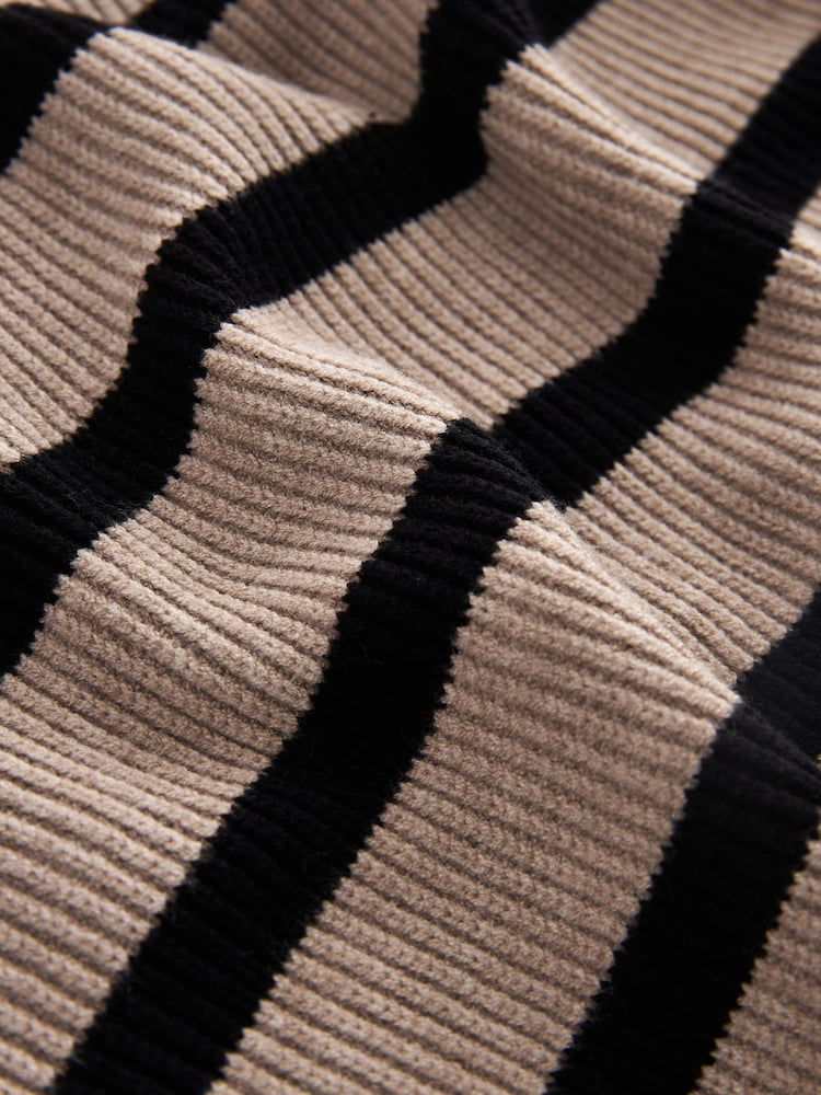 Neutral Relaxed Fit Ribbed V-Neck Knitted Jumper - Image 6 of 6