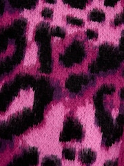 Pink Leopard Animal Statement Pattern Button Front Knitted Cardigan - Image 8 of 8