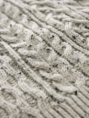 Grey Short Sleeve Cable Knitted Jumper With Wool - Image 7 of 7