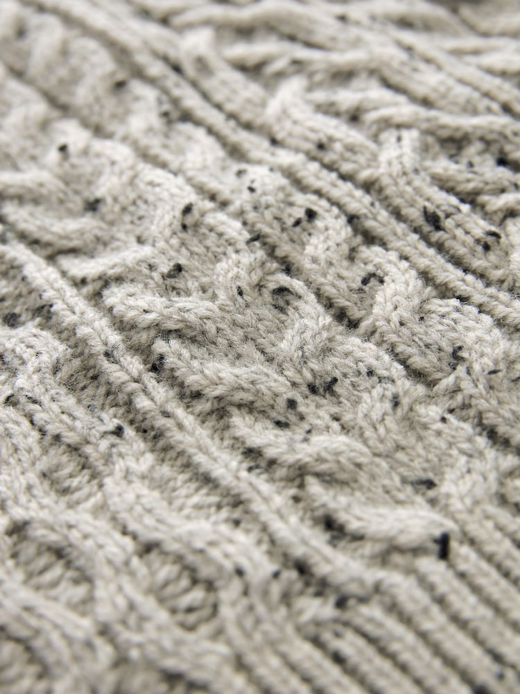 Grey Short Sleeve Cable Knitted Jumper With Wool - Image 7 of 7
