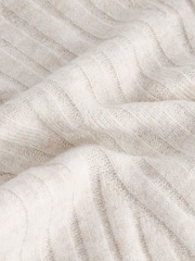 Ecru Cream Ribbed Fit And Flare Mini Knitted Jumper Dress With Wool - Image 8 of 8