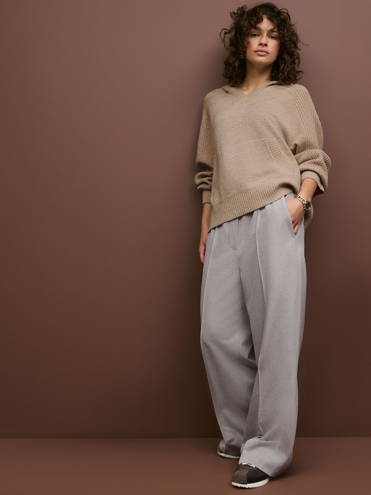 Neutral 100% Lambswool Knitted Hoodie Jumper - Image 3 of 7