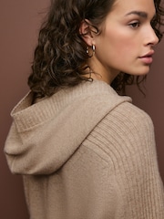 Neutral 100% Lambswool Knitted Hoodie Jumper - Image 5 of 7