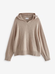 Neutral 100% Lambswool Knitted Hoodie Jumper - Image 6 of 7
