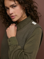 Khaki Green Gem Button Shirt Layer Jumper - Image 3 of 5