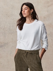 Ecru White Soft Touch Pattern Knitted Cosy Crew Neck Jumper - Image 3 of 7