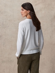 Ecru White Soft Touch Pattern Knitted Cosy Crew Neck Jumper - Image 4 of 7