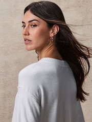 Ecru White Soft Touch Pattern Knitted Cosy Crew Neck Jumper - Image 5 of 7