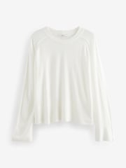Ecru White Soft Touch Pattern Knitted Cosy Crew Neck Jumper - Image 6 of 7