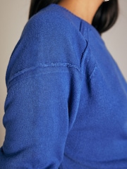 Cobalt Blue Soft Touch Pattern Knitted Cosy Crew Neck Jumper - Image 5 of 7