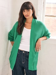 Živo zelena - Soft Touch Cosy Knit Longline pletena jopa - Slika 1 iz 5