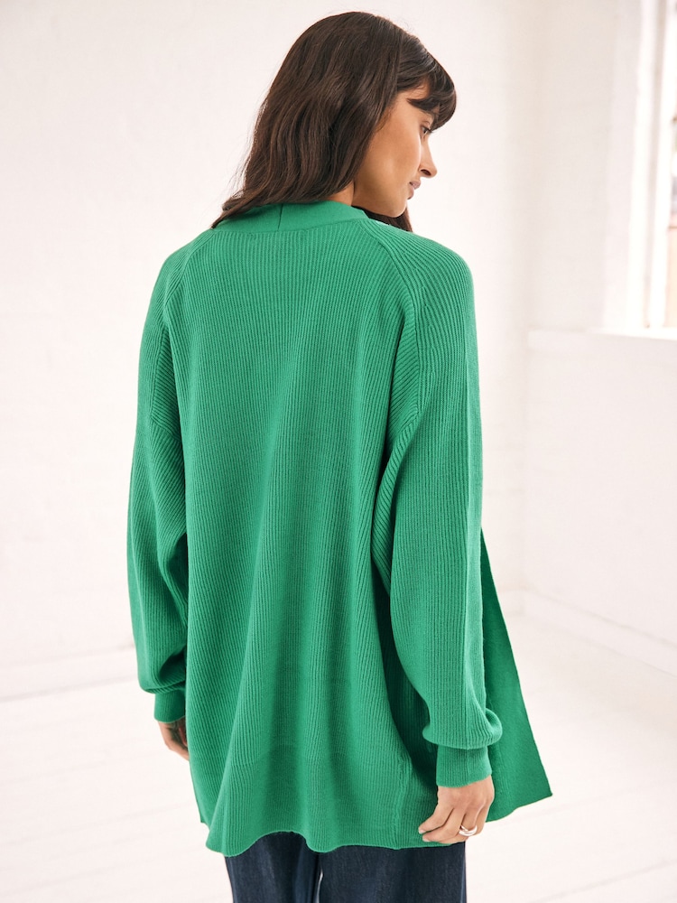 Živo zelena - Soft Touch Cosy Knit Longline pletena jopa - Slika 2 iz 5