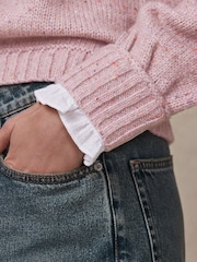 Pink Ruffle Neck Knitted 100% Cotton Jumper - Image 6 of 8