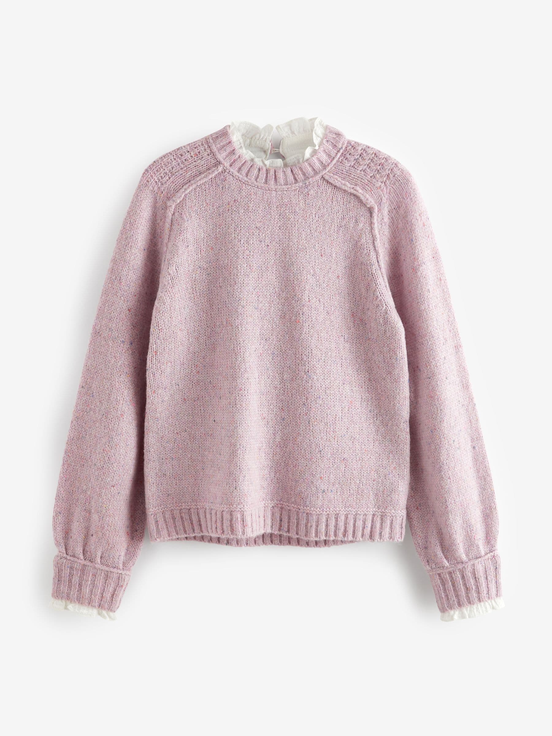 Buy Pink Ruffle Neck Knitted 100 Cotton Jumper from Next Luxembourg