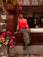 Orange Weekend Slogan Colourblock Jumper - Image 4 of 7