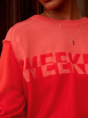 Orange Weekend Slogan Colourblock Jumper - Image 5 of 7
