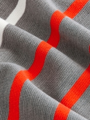 Grey Stripe Button Down Knitted Polo Jumper - Image 7 of 7