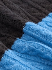 Blue Stripe Polo V-Neck Collared Cable Knit Jumper - Image 7 of 7