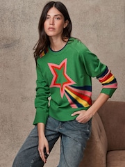 Bright Green Rainbow Star Crew Neck Jumper - Image 1 of 6