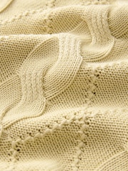 Washed Yellow Cable Off the Shoulder 100% Cotton Jumper - Image 6 of 6