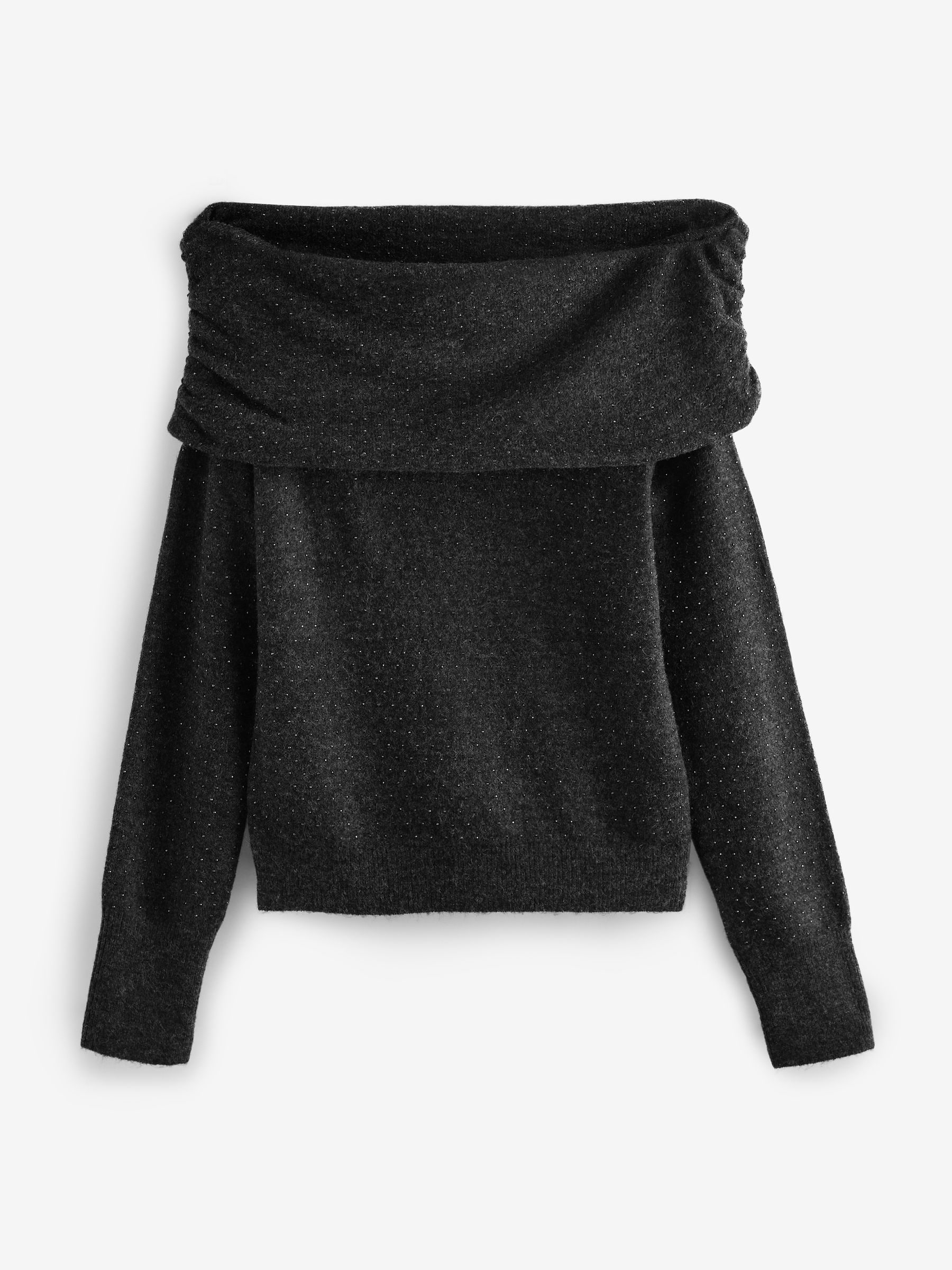 Buy Grey Charcoal Bardot Off The Shoulder Embellished