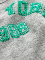 Grey New York Sloagn Graphic 2-in-1 Smart Shirt Layer Knitted 100% Cotton Jumper - Image 6 of 6