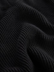 Black Relaxed Fit Ribbed V-Neck Knitted Jumper - Image 6 of 6