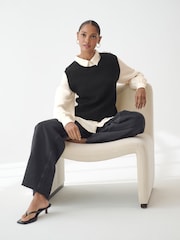 Black Gem Button Shirt Layer Jumper - Image 2 of 5