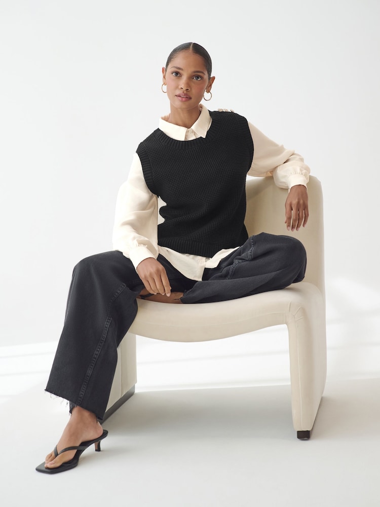 Black Gem Button Shirt Layer Jumper - Image 2 of 5