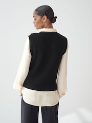 Black Gem Button Shirt Layer Jumper - Image 3 of 5