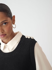 Black Gem Button Shirt Layer Jumper - Image 4 of 5