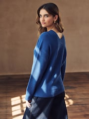 Cobalt Blue V-Neck Knit Jumper - Image 2 of 6