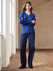 Cobalt Blue V-Neck Knit Jumper - Image 3 of 6