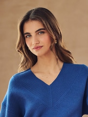 Cobalt Blue V-Neck Knit Jumper - Image 4 of 6