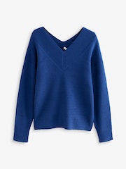 Cobalt Blue V-Neck Knit Jumper - Image 5 of 6