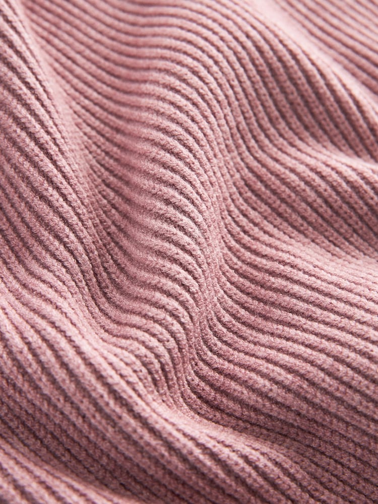 Blush Pink Relaxed Fit Ribbed V-Neck Knitted Jumper - Image 7 of 7