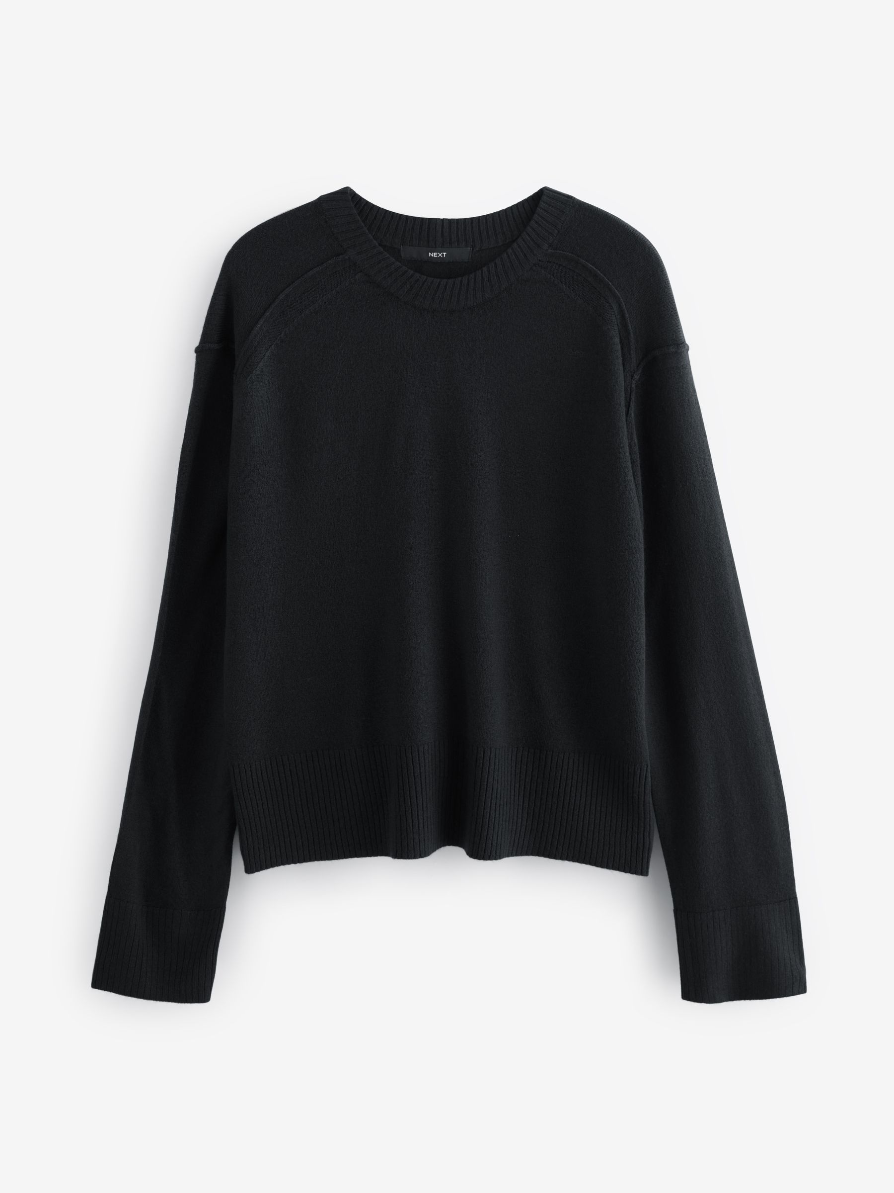 Buy Black Soft Touch Pattern Knitted Cosy Crew Neck Jumper