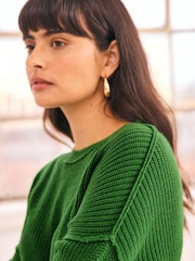 Bright Green Cosy Crew Neck Longline Tunic Knitted Jumper - Image 3 of 6