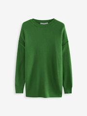 Bright Green Cosy Crew Neck Longline Tunic Knitted Jumper - Image 5 of 6