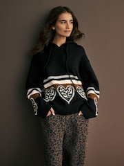 Black Heart Knitted Hoodie - Image 1 of 8