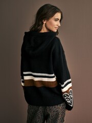 Black Heart Knitted Hoodie - Image 3 of 8