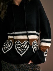 Black Heart Knitted Hoodie - Image 4 of 8