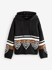 Black Heart Knitted Hoodie - Image 6 of 8
