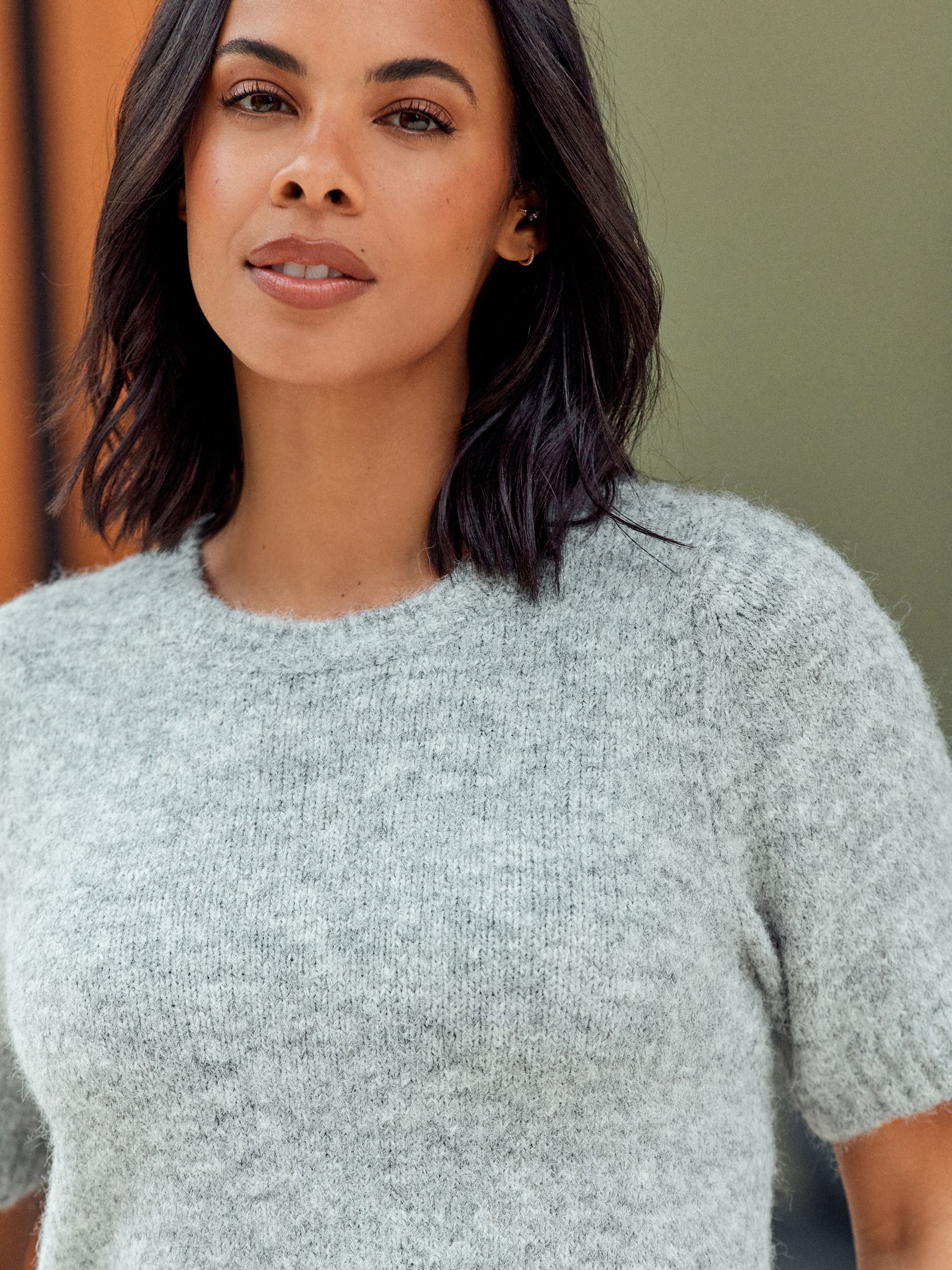Buy Grey Short Sleeve Crew Neck Jumper With Wool from Next Luxembourg